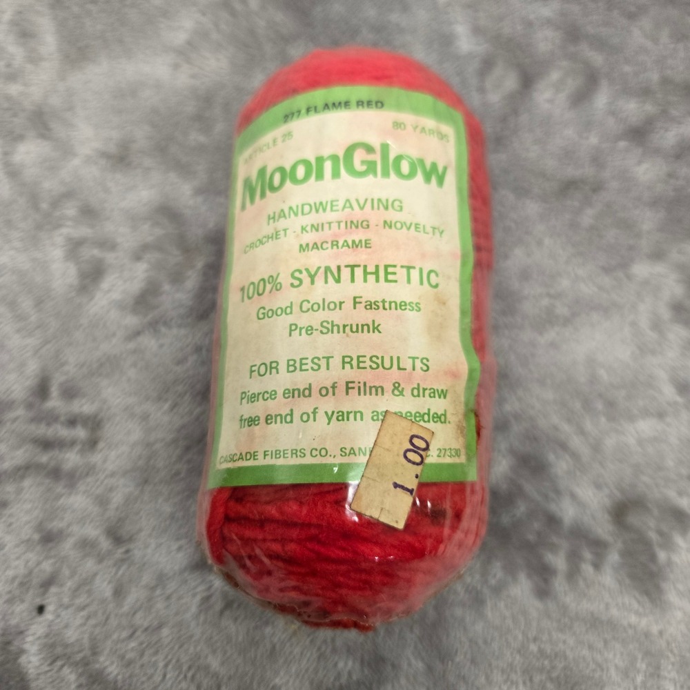 MoonGlow‎ Flame Red 277 Handweaving Yarn 80 Yards Synthetic Macrame Crochet Cord